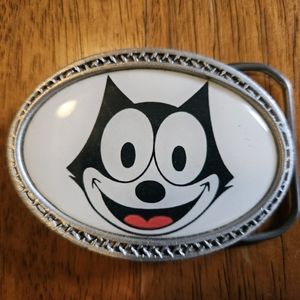 Felix the Cat unisex pewter belt buckle silver tone cartoon